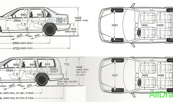 Volvo V70 (Volvo B70) - drawings (figures) of the car